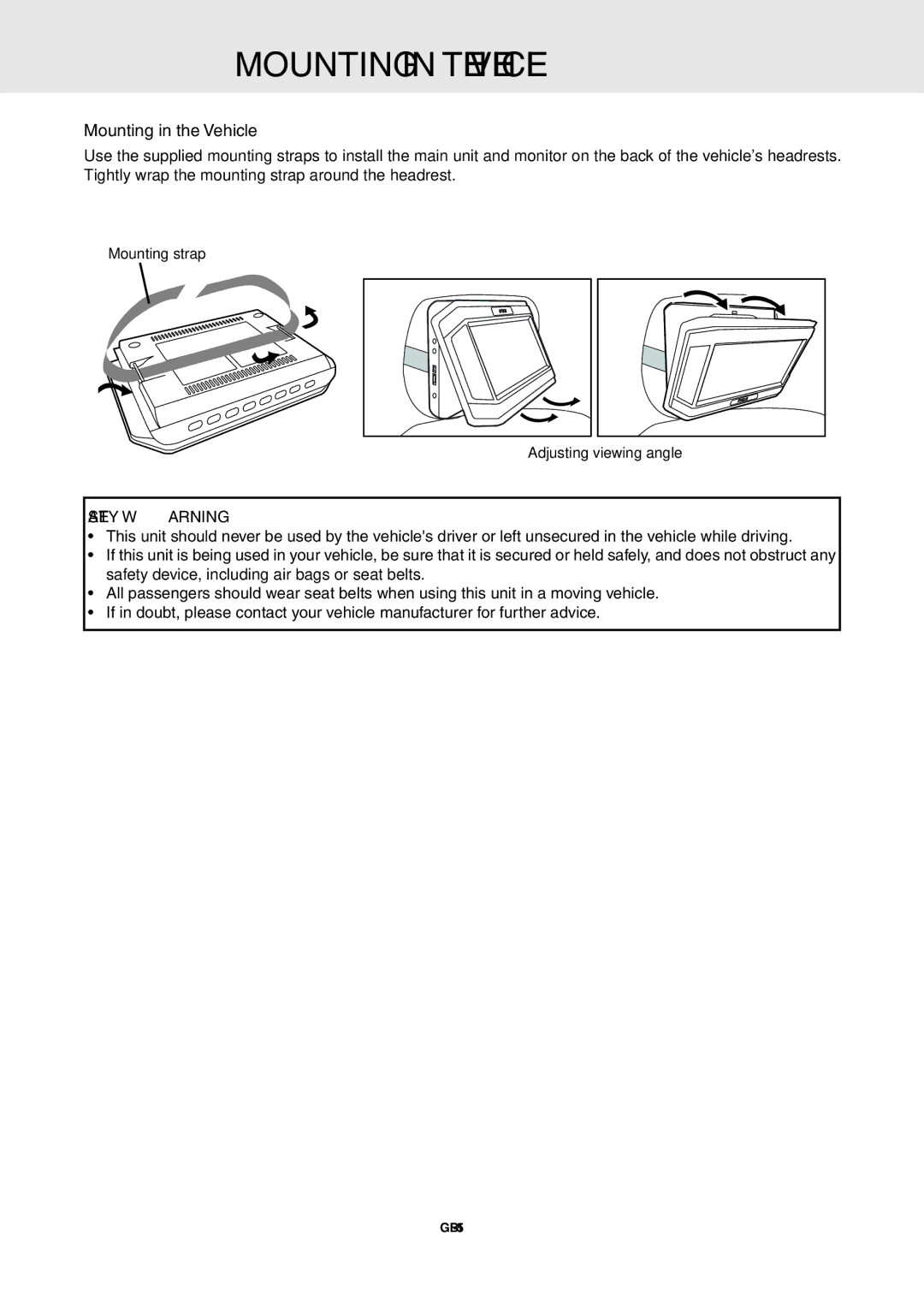 RCA DRC6389T owner manual Mounting in the Vehicle 