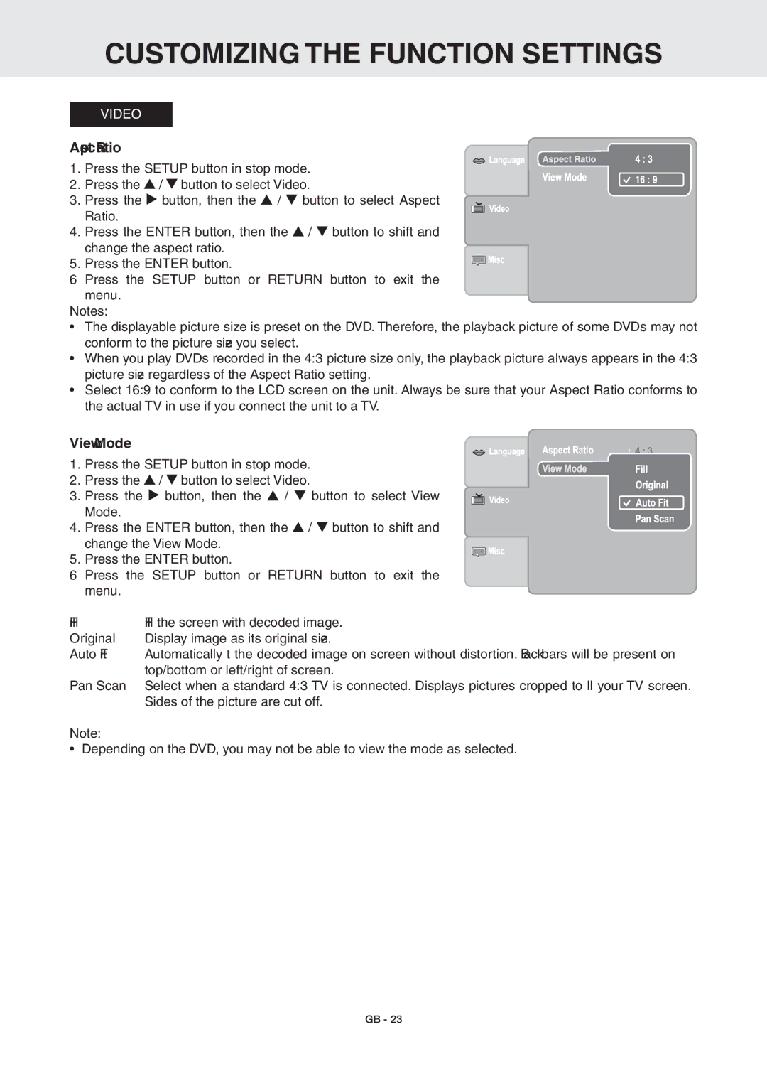 RCA DRC6389T owner manual Aspect Ratio, View Mode 