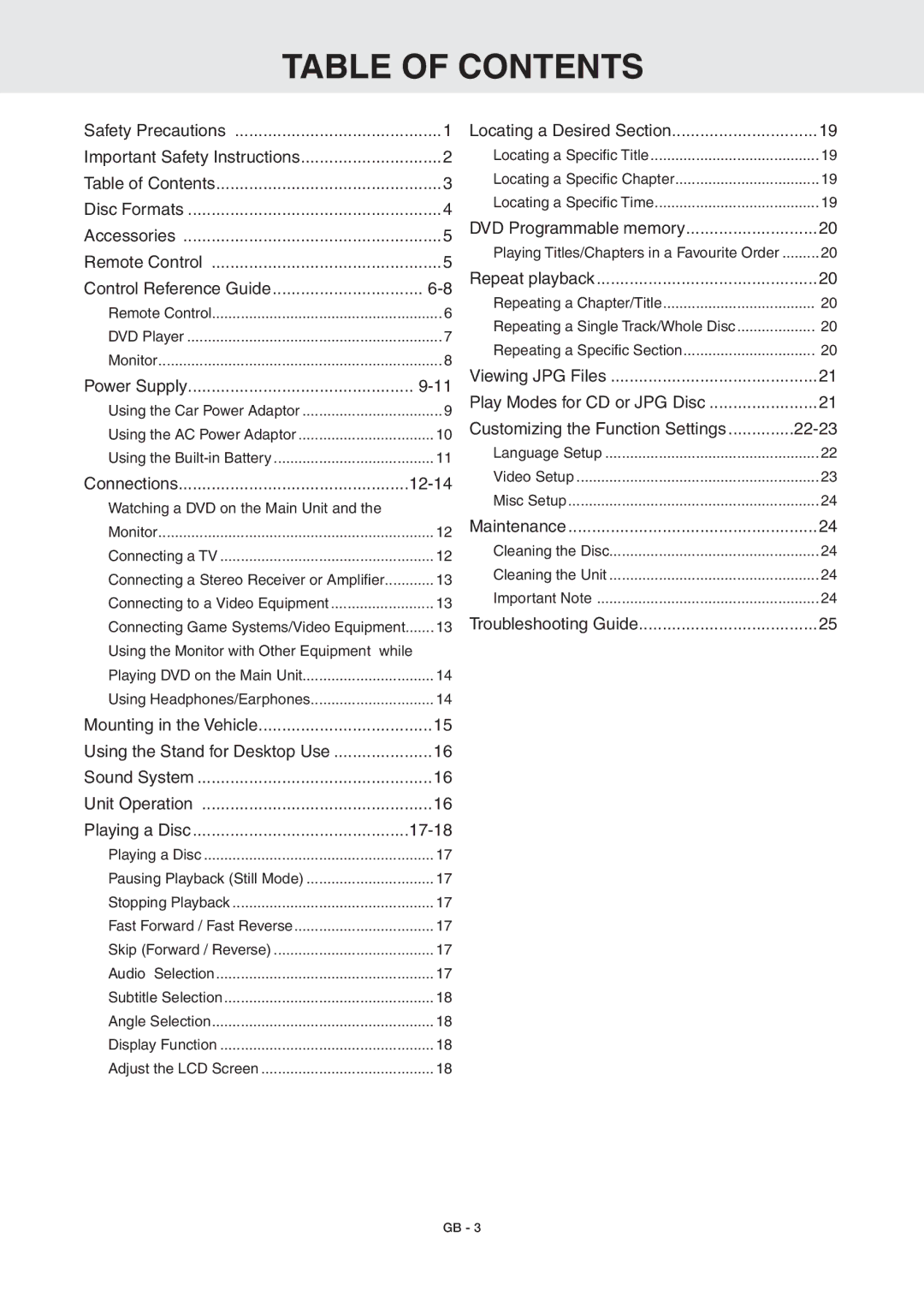 RCA DRC6389T owner manual Table of Contents 