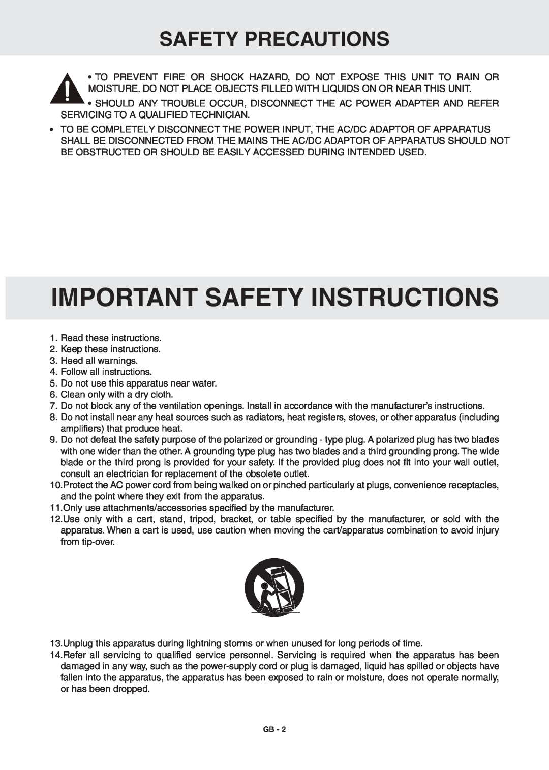 RCA DRC6389T owner manual Safety Precautions, Important Safety Instructions 