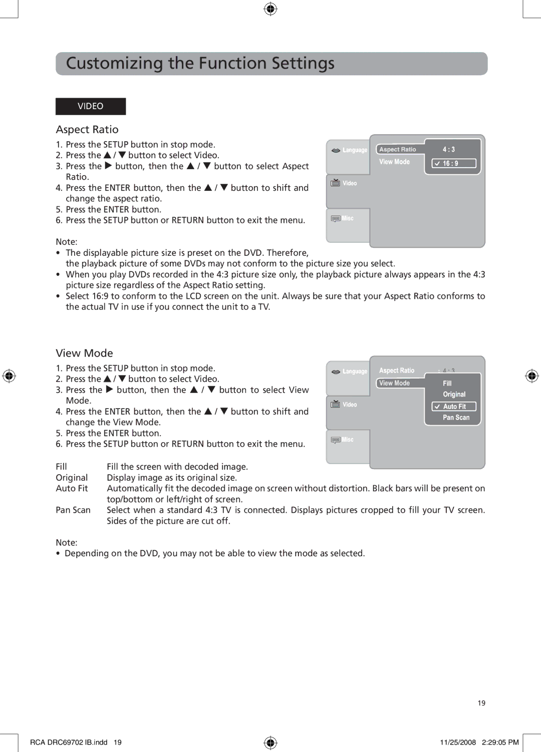 RCA DRC69702 user manual Aspect Ratio, View Mode 