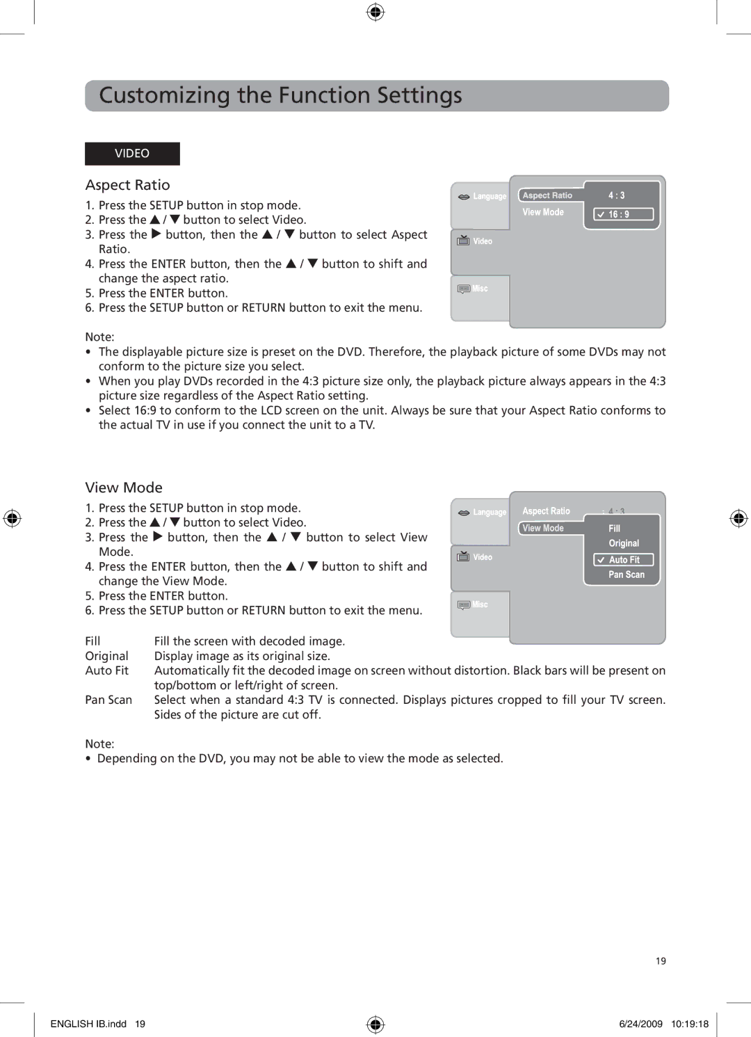 RCA DRC69705 user manual Aspect Ratio, View Mode 