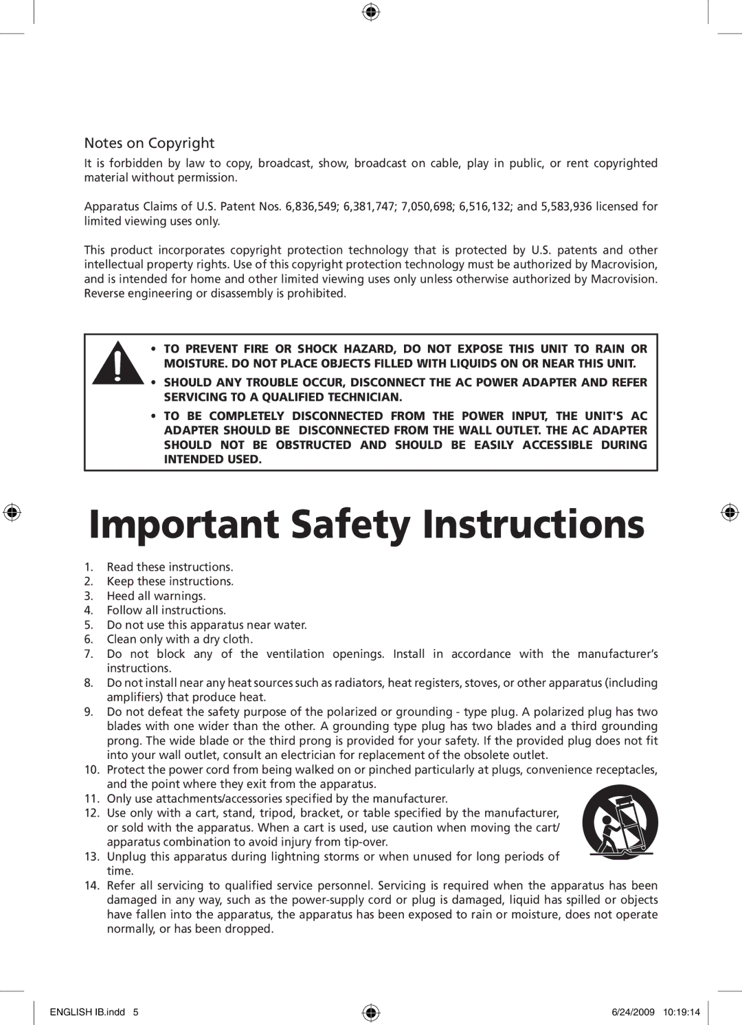 RCA DRC69705 user manual Important Safety Instructions 