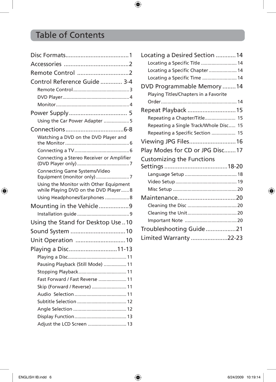 RCA DRC69705 user manual Table of Contents 