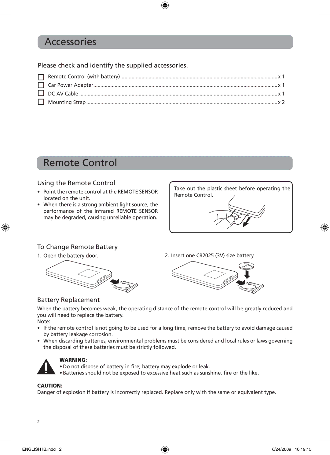 RCA DRC69705 user manual Accessories, Remote Control 