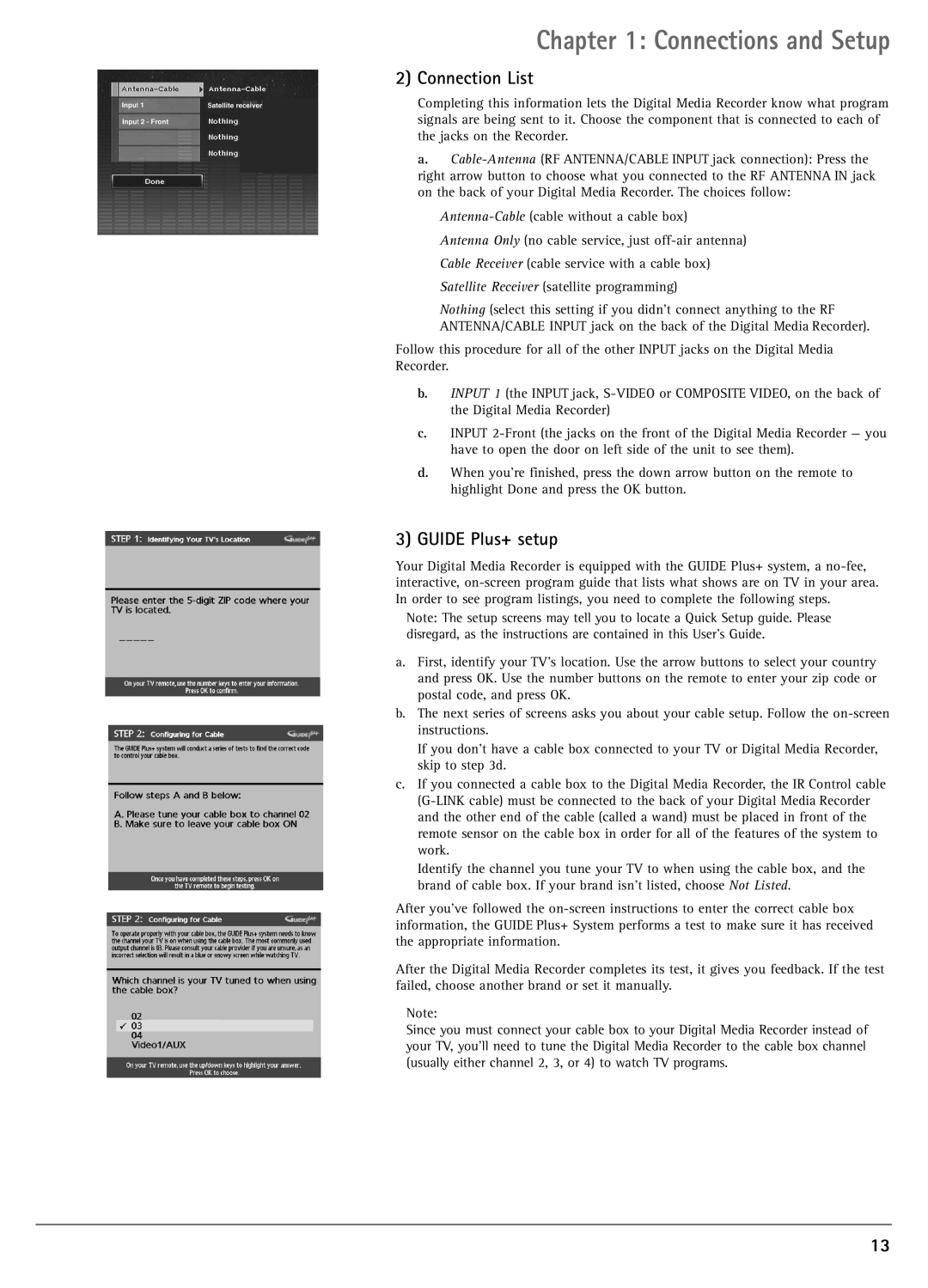 RCA DRC7005N manual Connection List, Guide Plus+ setup 