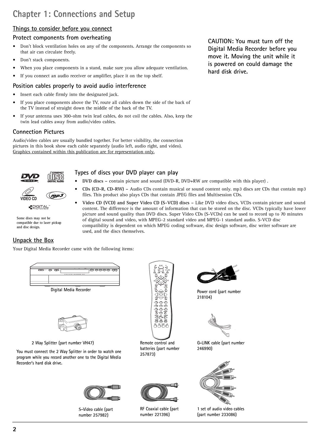 RCA DRC7005N manual Position cables properly to avoid audio interference, Connection Pictures, Unpack the Box 