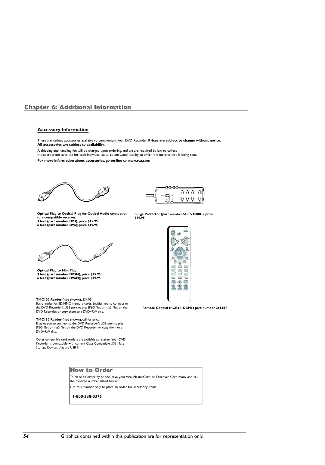 RCA DRC8005N manual How to Order, Accessory Information 