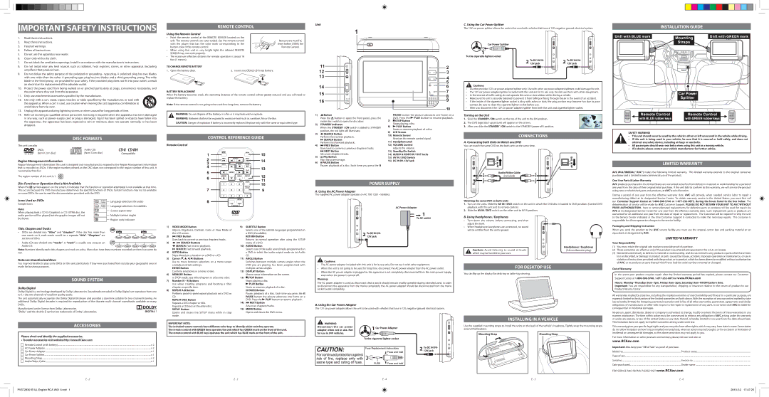 RCA DRC97283 important safety instructions Installation Guide, Connections, Sound System, For Desktop USE, Accessories 