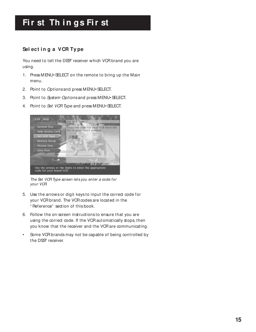 RCA DRD202RA manual Selecting a VCR Type 