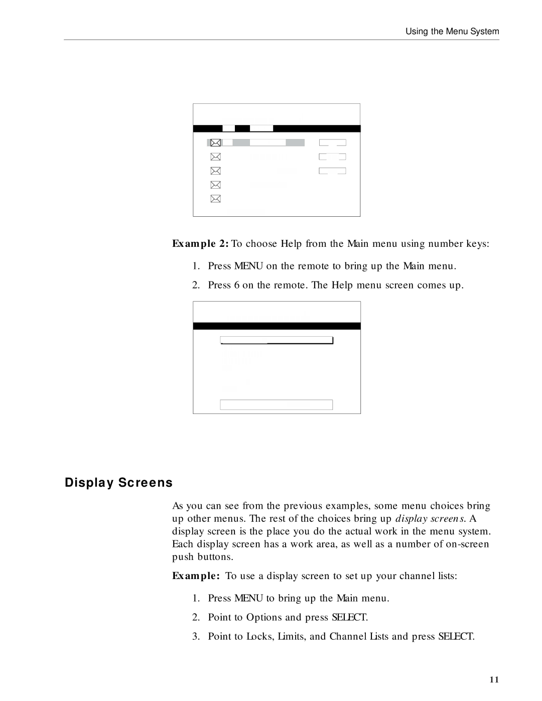 RCA DRD203 RW user manual Display Screens 