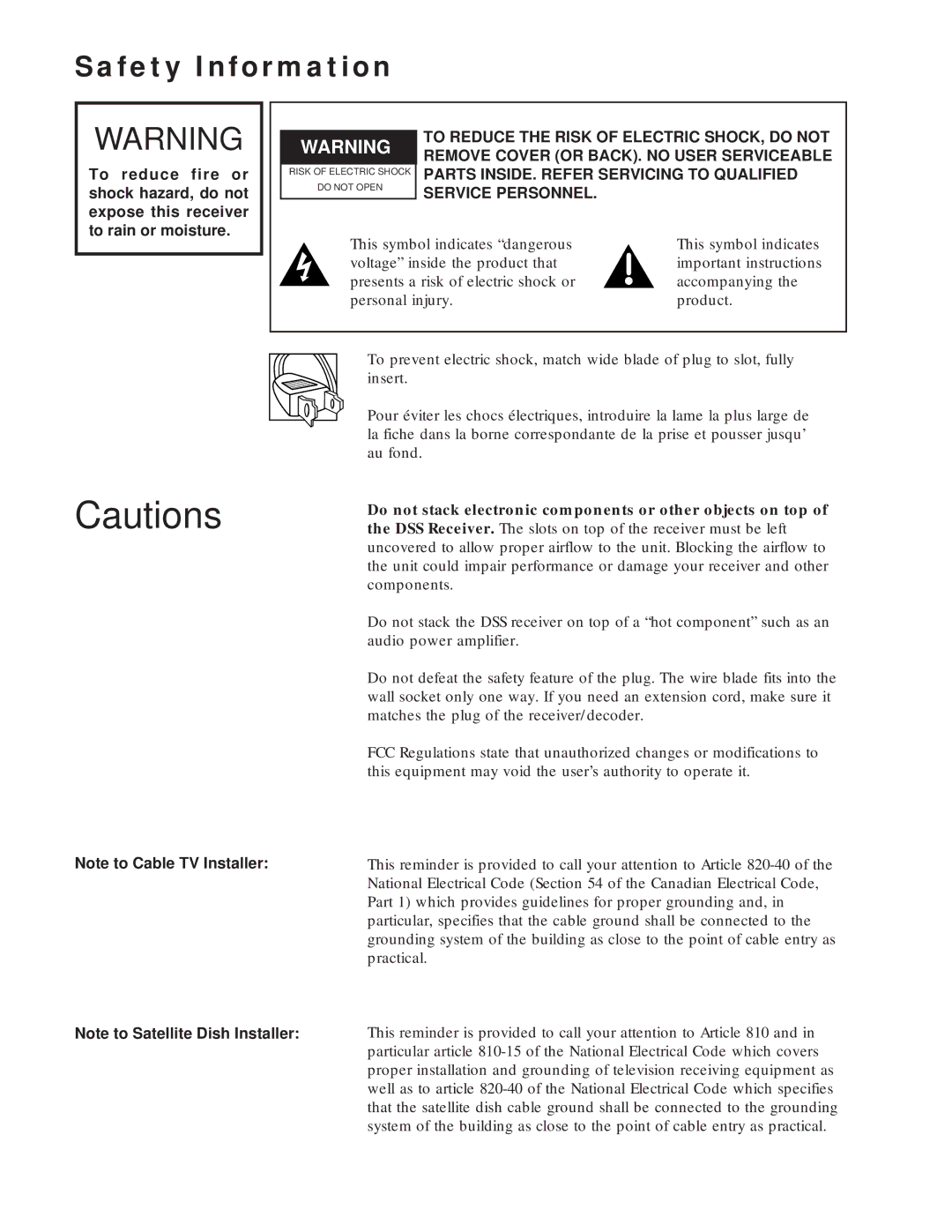 RCA DRD203 RW user manual Safety Information, Service Personnel 