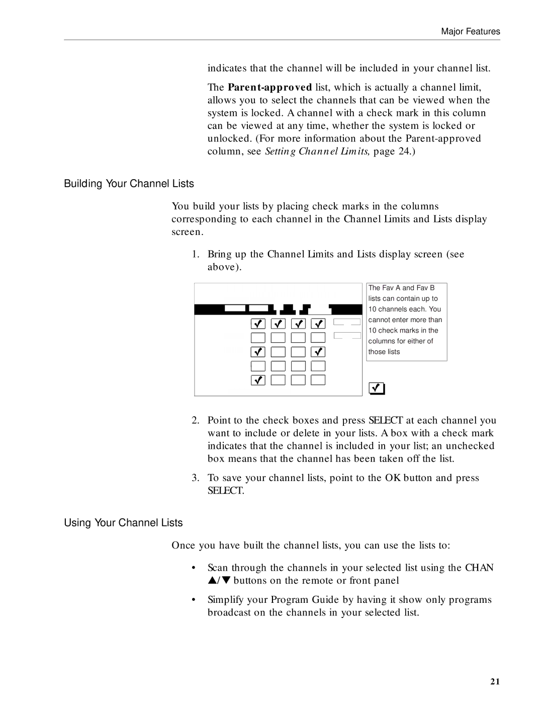 RCA DRD203 RW user manual Building Your Channel Lists, Using Your Channel Lists 