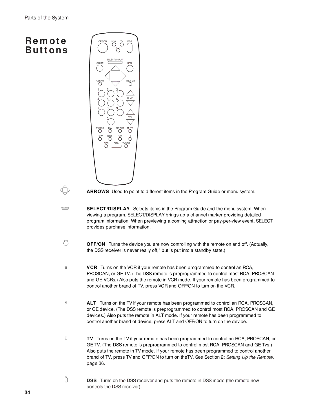 RCA DRD203 RW user manual Remote Buttons 