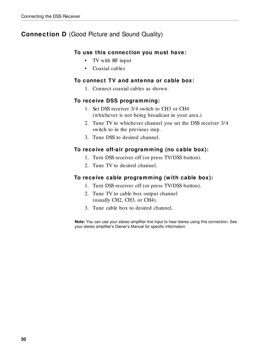 RCA DRD203 RW user manual Connection D Good Picture and Sound Quality, To connect TV and antenna or cable box 