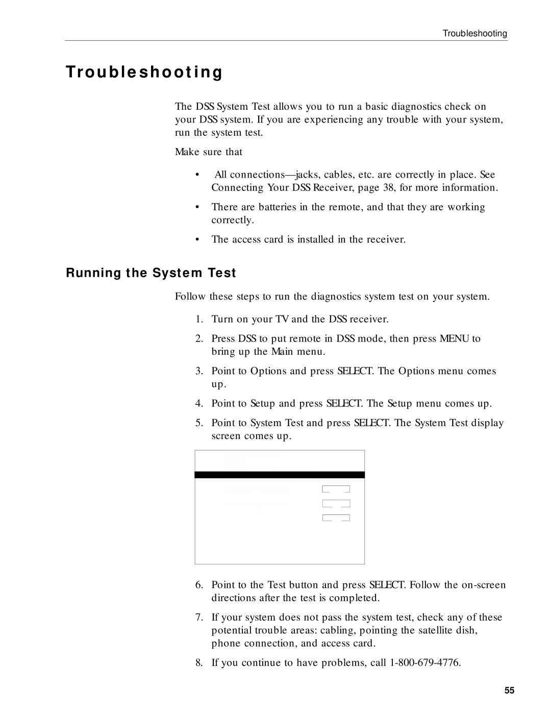 RCA DRD203 RW user manual Troubleshooting, Running the System Test 