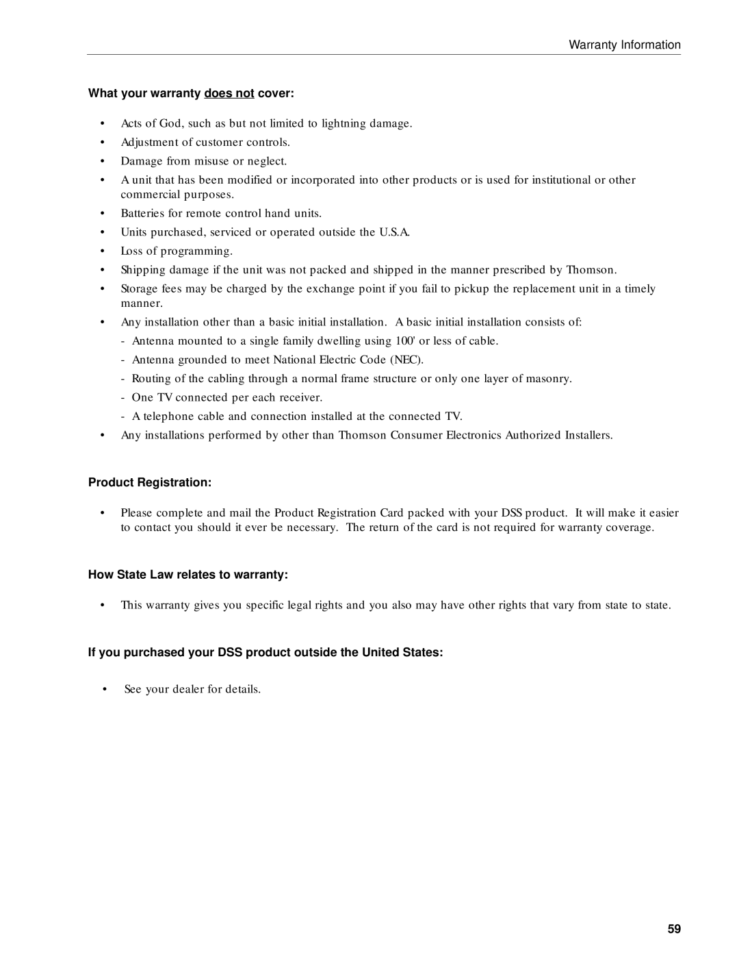 RCA DRD203 RW user manual If you purchased your DSS product outside the United States 