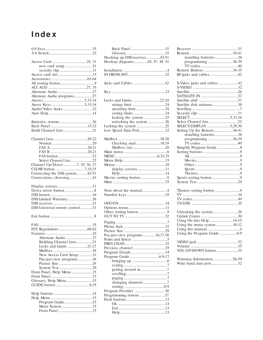 RCA DRD203 RW user manual Index, 42-51 