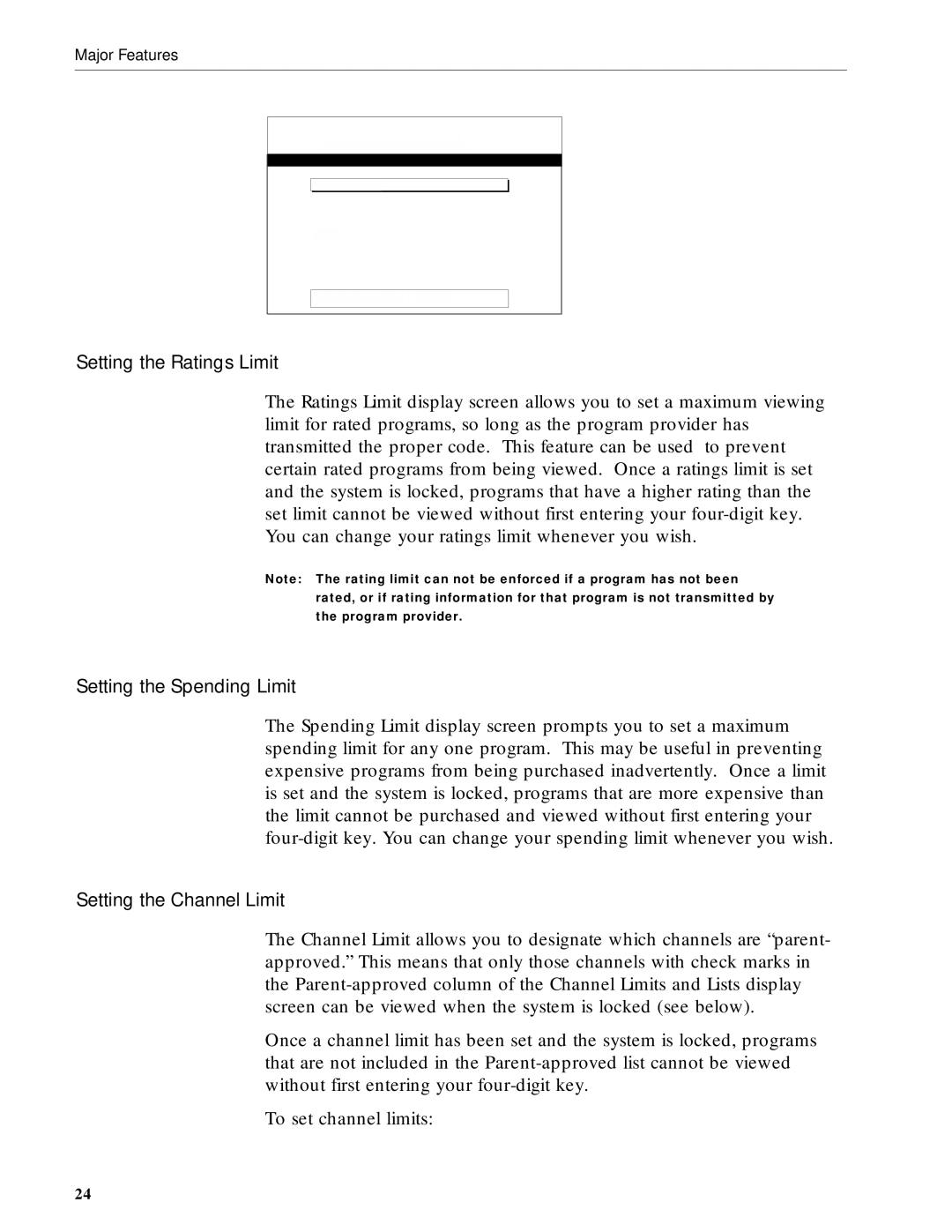 RCA DRD212NW user manual Setting the Ratings Limit 