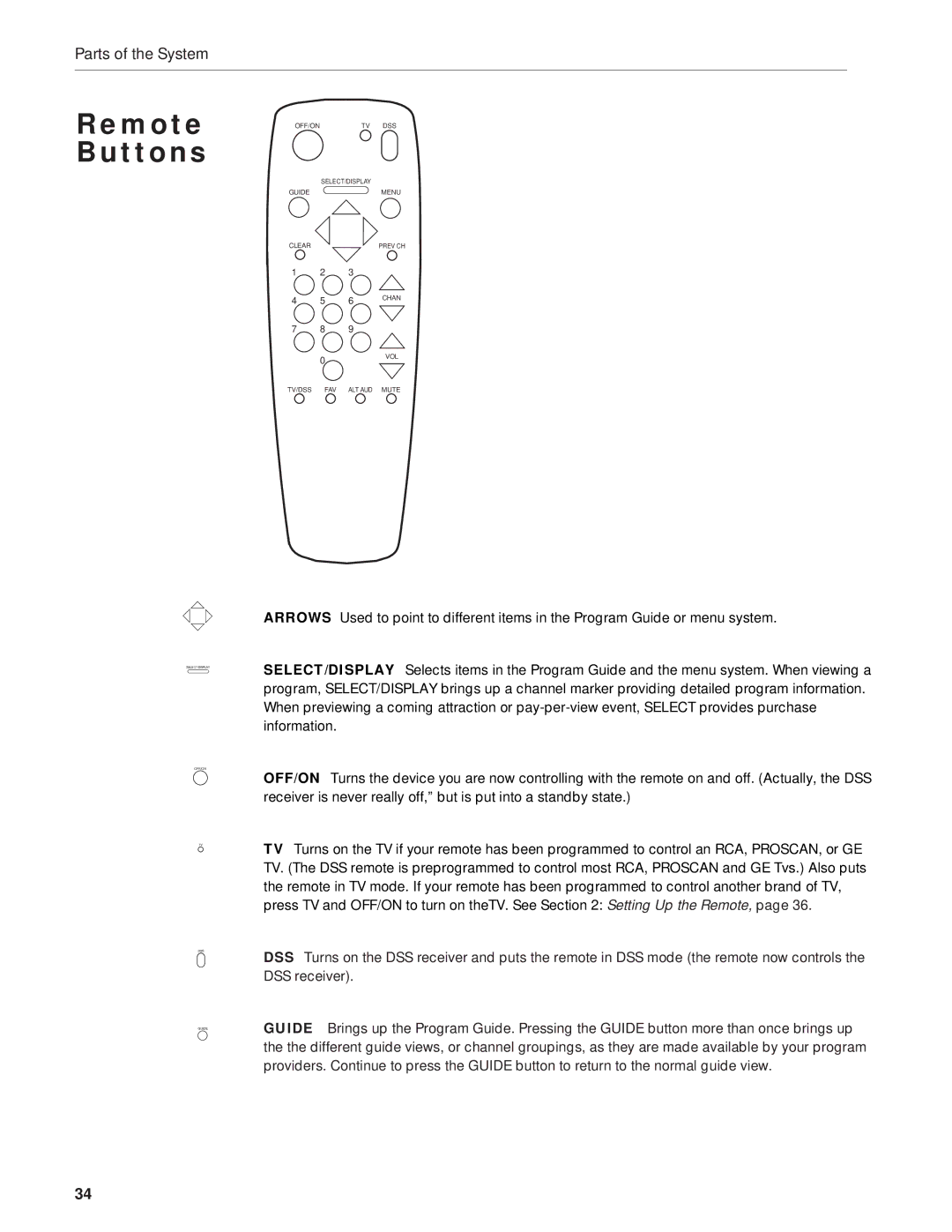 RCA DRD212NW user manual Remote Buttons 