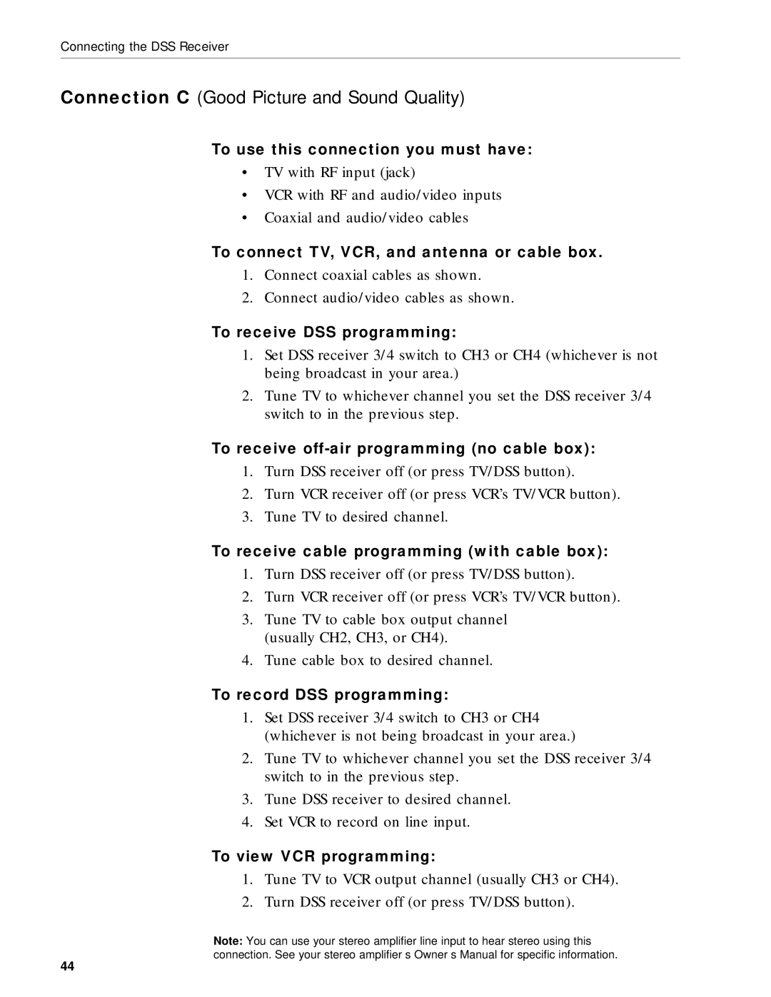 RCA DRD212NW user manual To connect TV, VCR, and antenna or cable box, To receive cable programming with cable box 