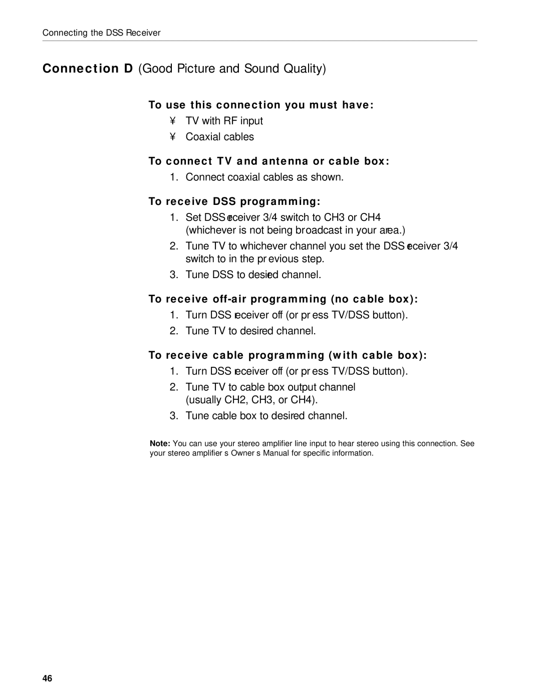 RCA DRD212NW user manual Connection D Good Picture and Sound Quality, To connect TV and antenna or cable box 