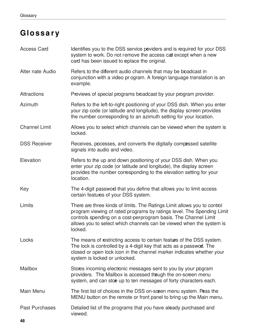 RCA DRD212NW user manual Glossary, Access Card 