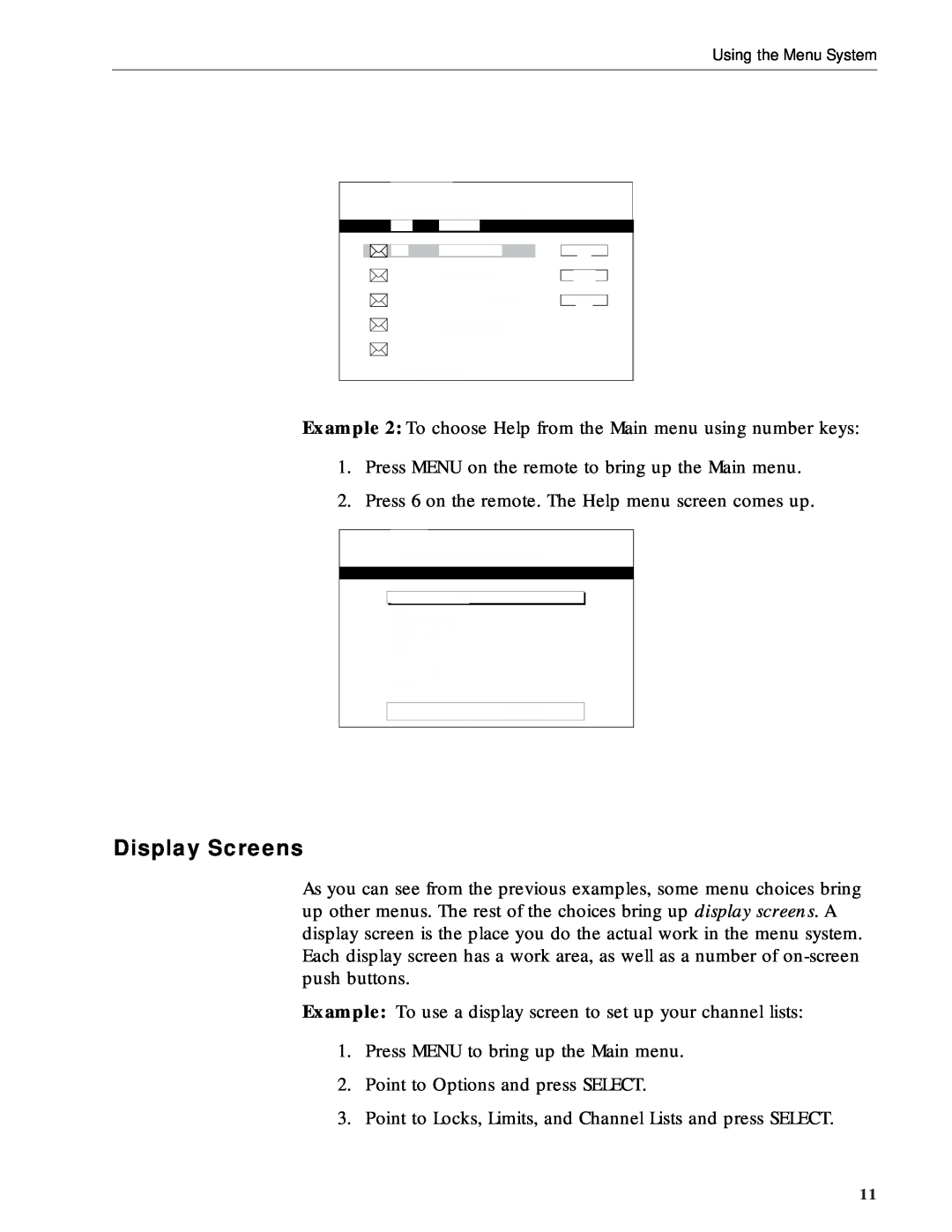 RCA DRD212NW user manual Display Screens 