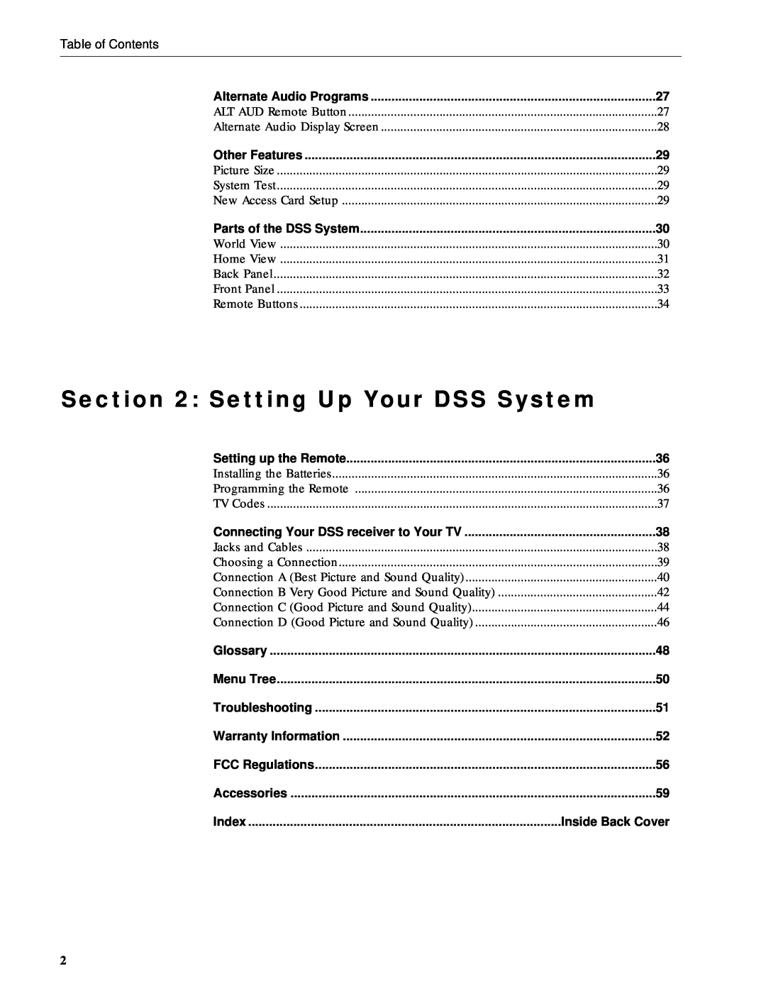 RCA DRD212NW user manual Setting Up Your DSS System, Inside Back Cover 