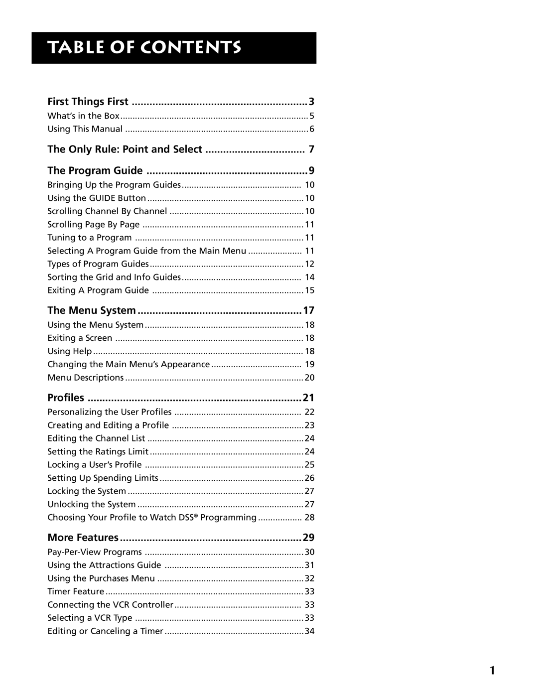 RCA DRD403RA owner manual Table of Contents 