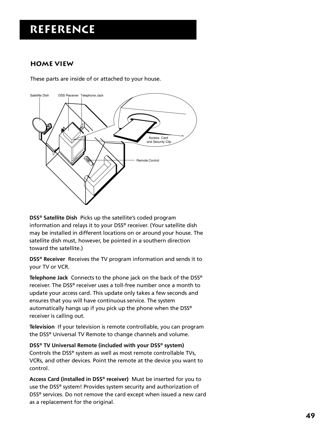 RCA DRD403RA owner manual Home View, DSS TV Universal Remote included with your DSS system 