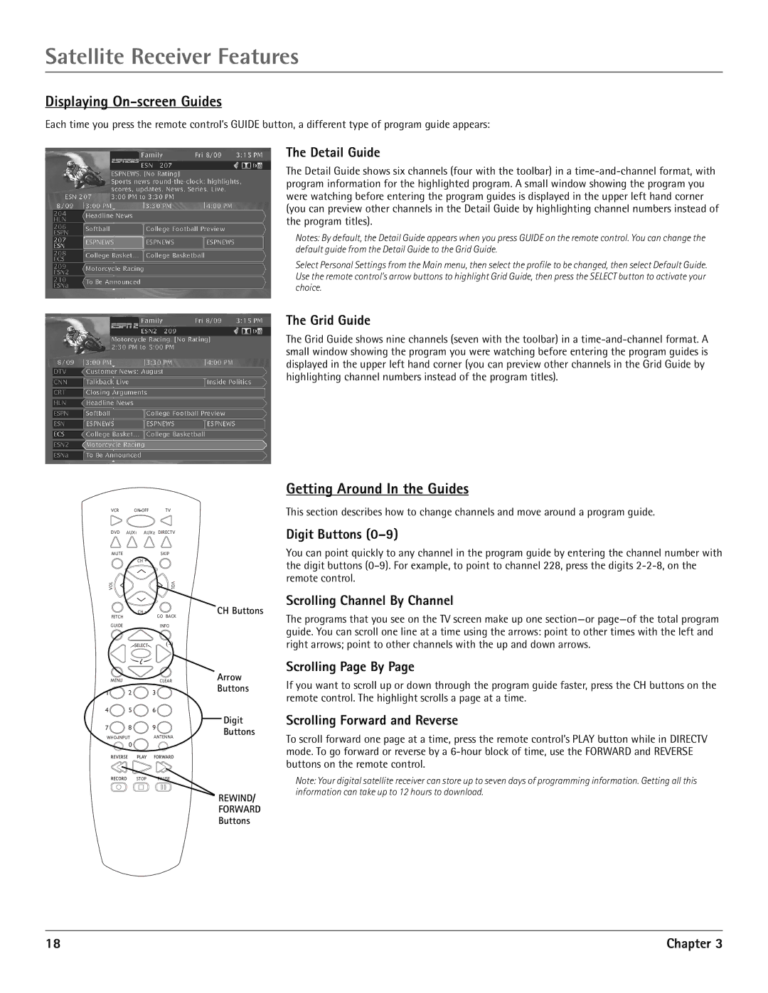 RCA DRD455RH manual Displaying On-screen Guides, Getting Around In the Guides 