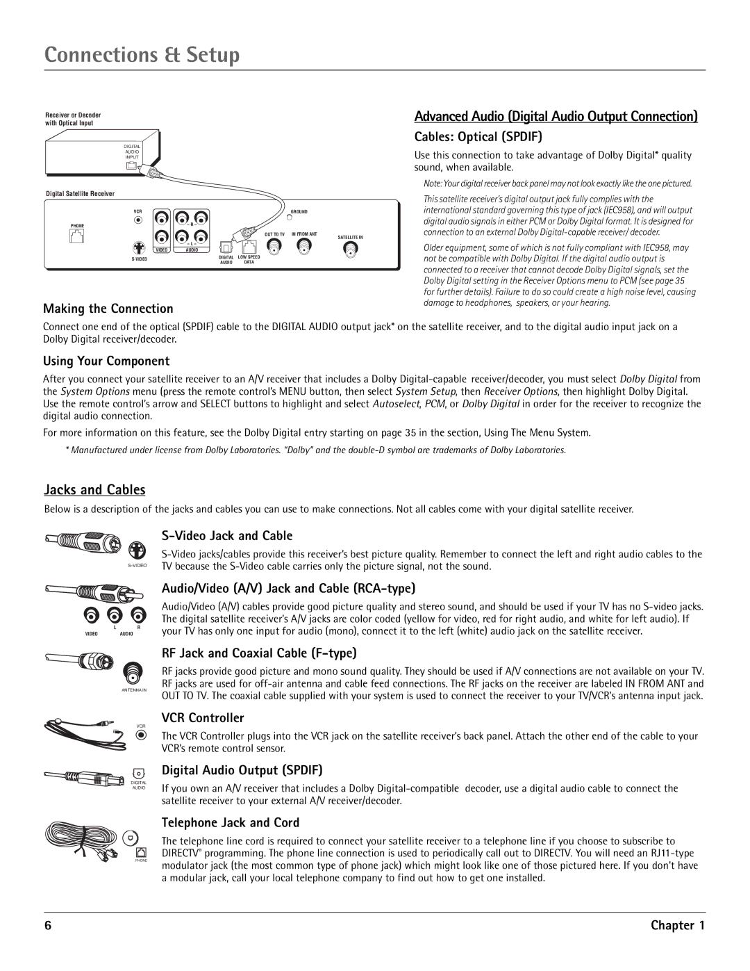 RCA DRD455RH manual Video Jack and Cable, VCR Controller 