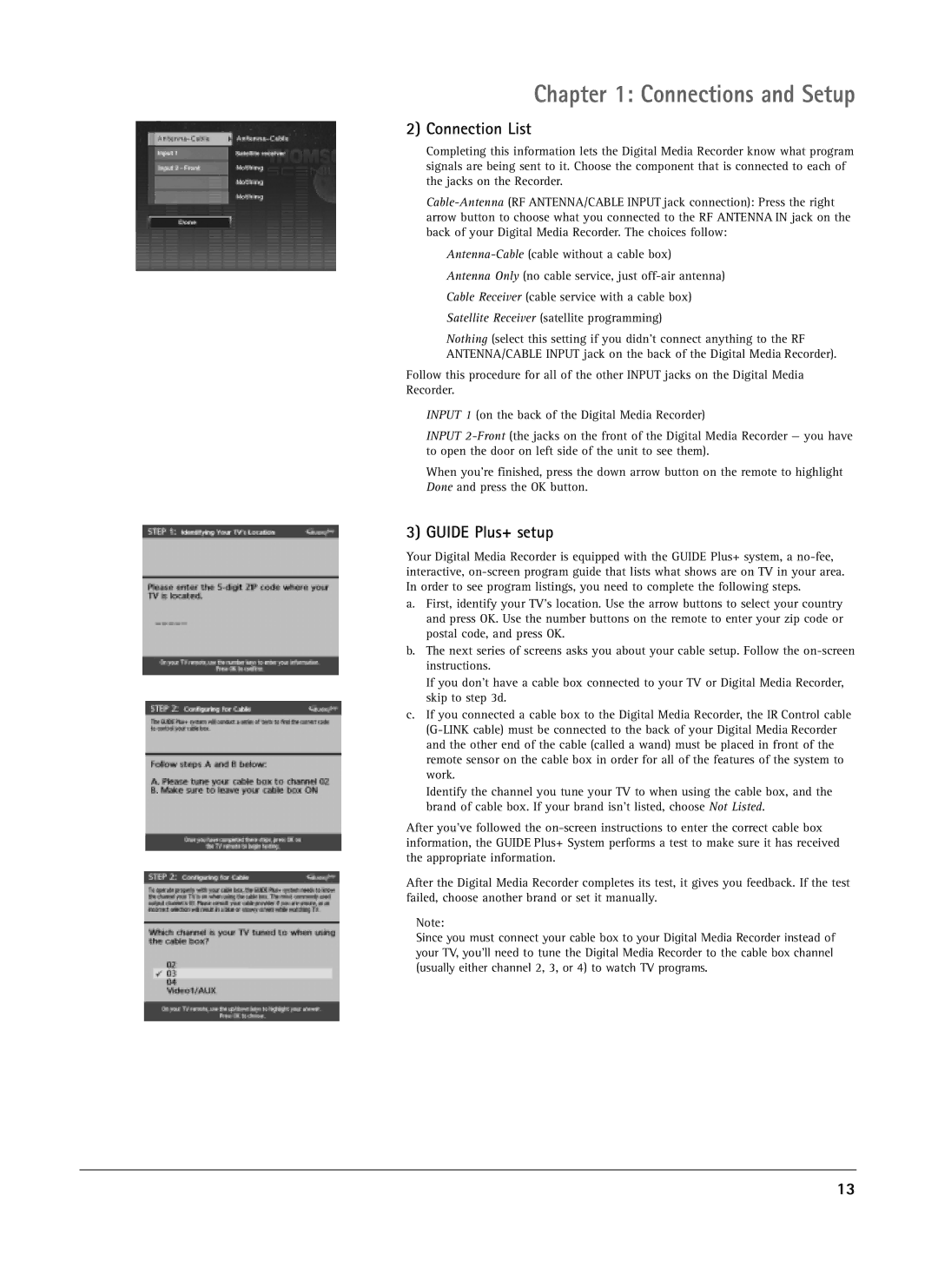 RCA DRS7000N manual Connection List, Guide Plus+ setup 