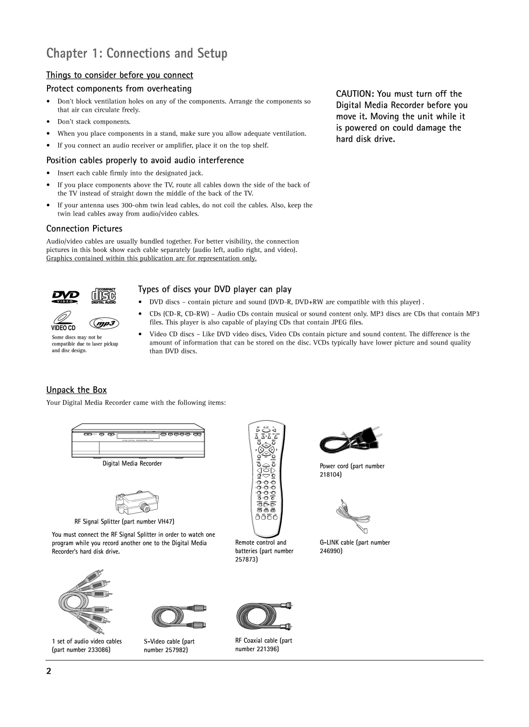 RCA DRS7000N manual Connections and Setup, Position cables properly to avoid audio interference, Connection Pictures 