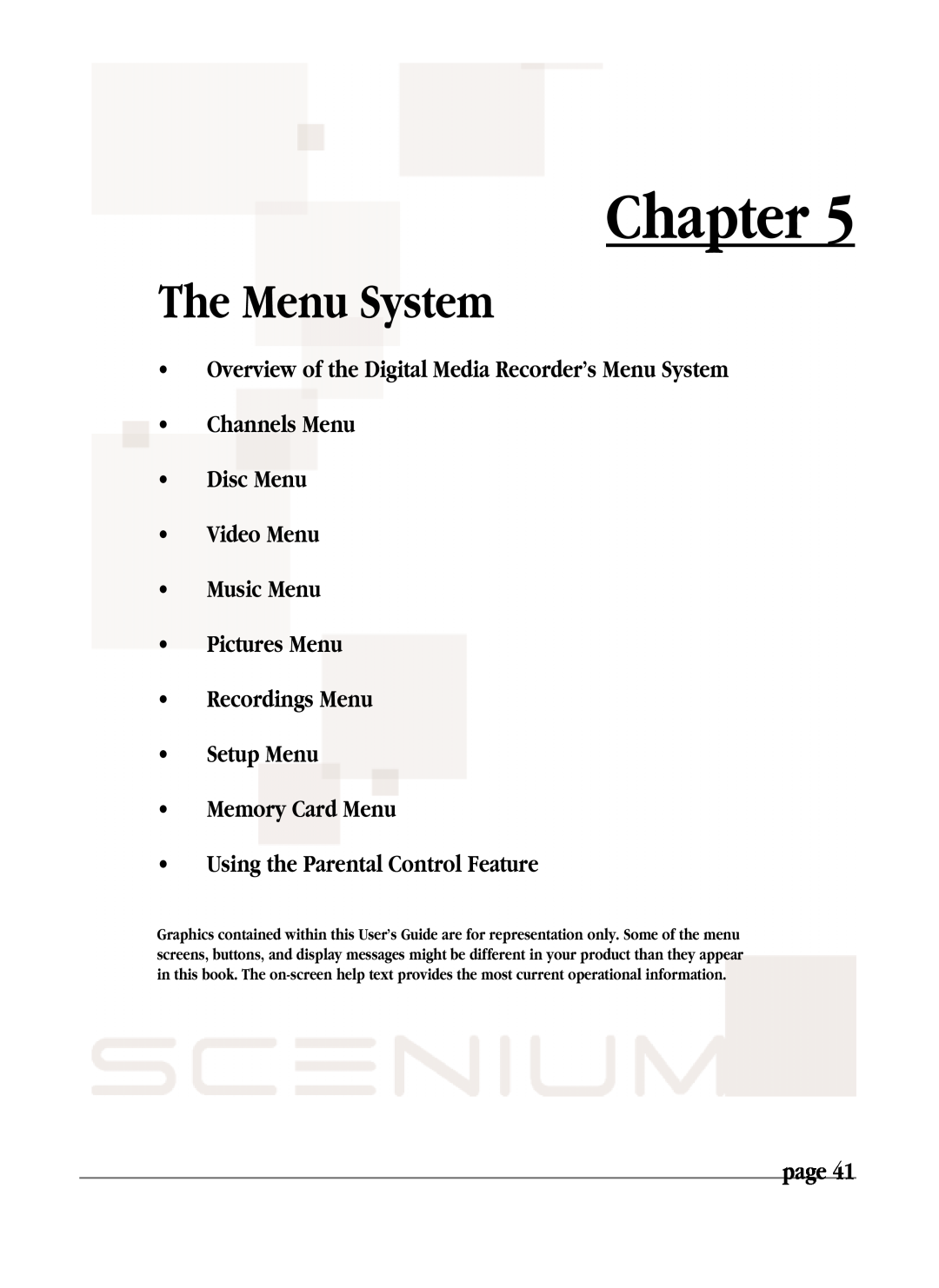 RCA DRS7000N manual The Menu System, Overview of the Digital Media Recorder’s Menu System Channels Menu, Chapter, page 