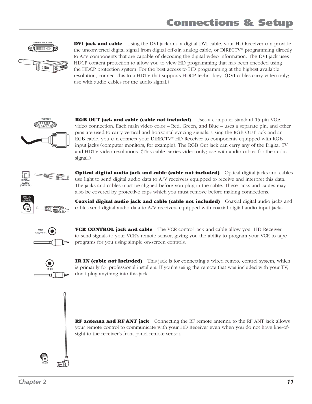 RCA DTC210 user manual Use with audio cables for the audio signal 