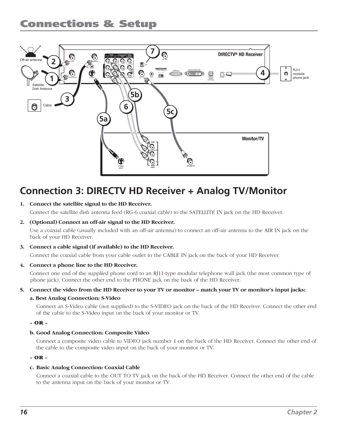 RCA DTC210 user manual Connection 3 Directv HD Receiver + Analog TV/Monitor, Good Analog Connection Composite Video 