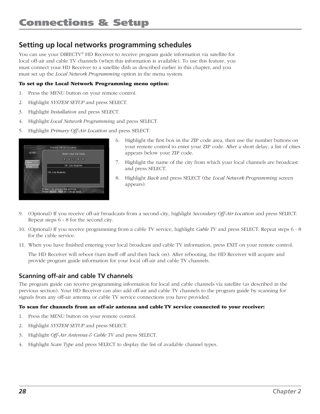 RCA DTC210 user manual Setting up local networks programming schedules, Scanning off-air and cable TV channels 