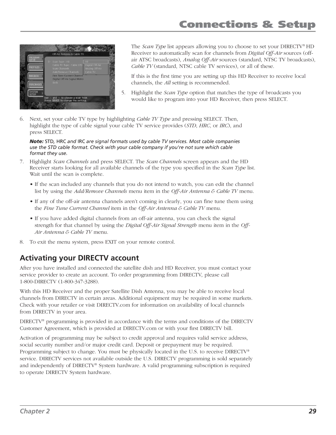 RCA DTC210 user manual Activating your Directv account 