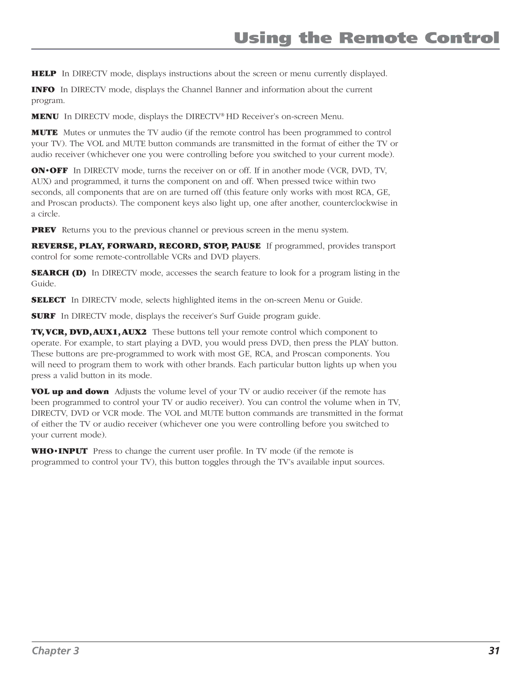 RCA DTC210 user manual Using the Remote Control 