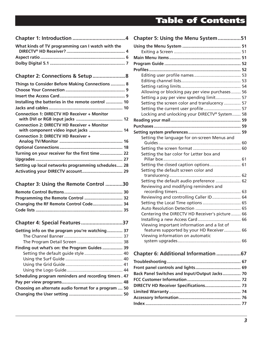 RCA DTC210 user manual Table of Contents 