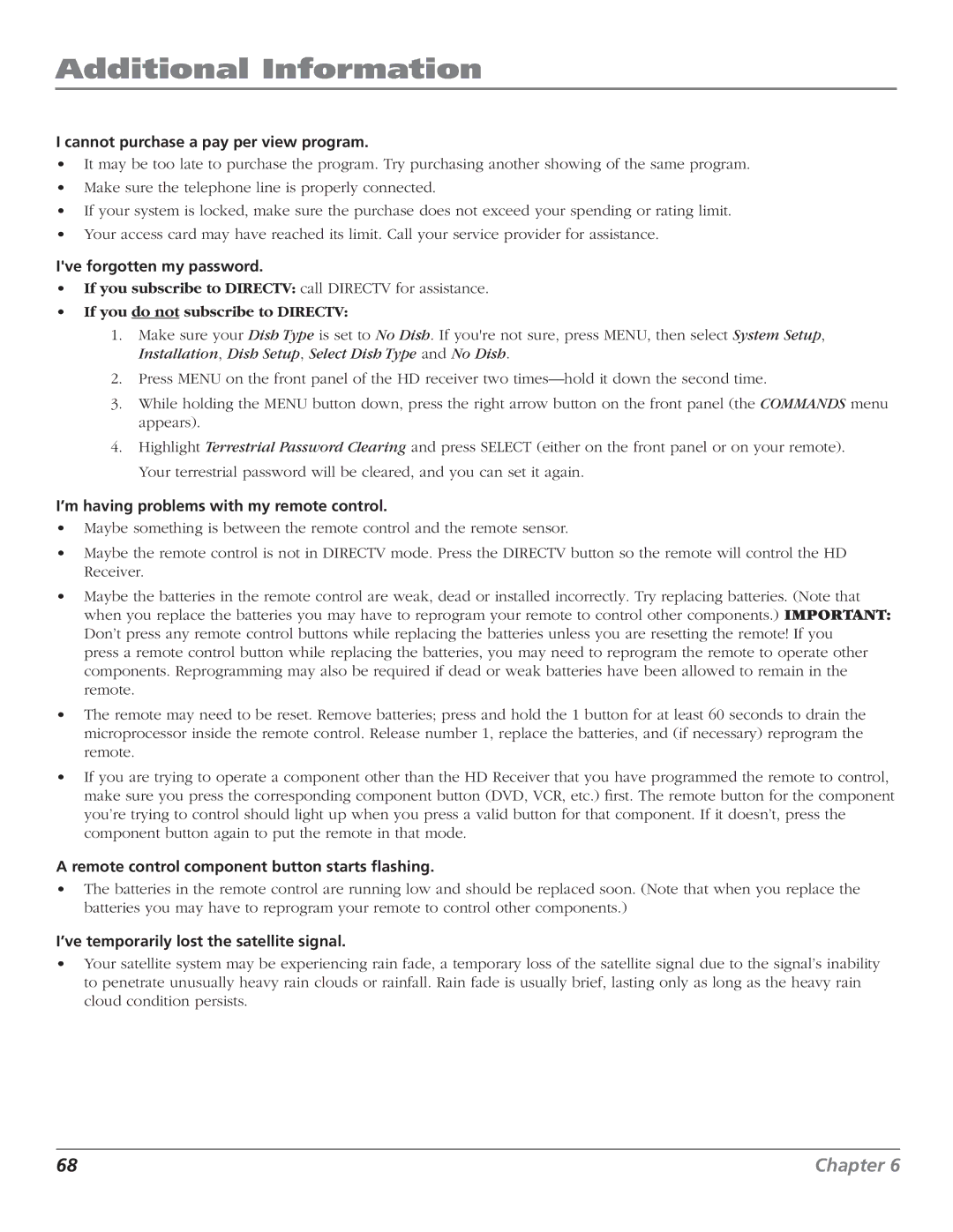 RCA DTC210 user manual Additional Information 