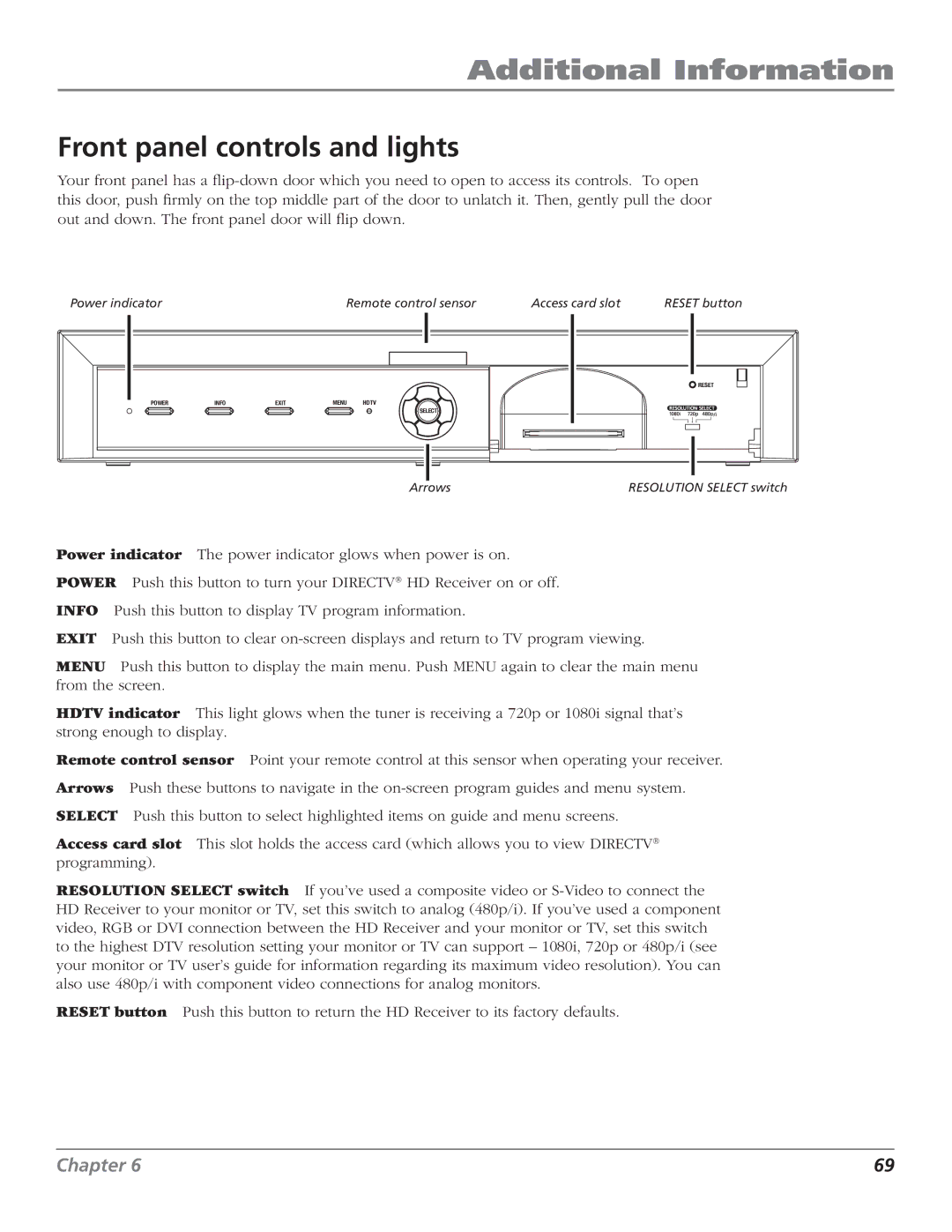 RCA DTC210 user manual Front panel controls and lights 