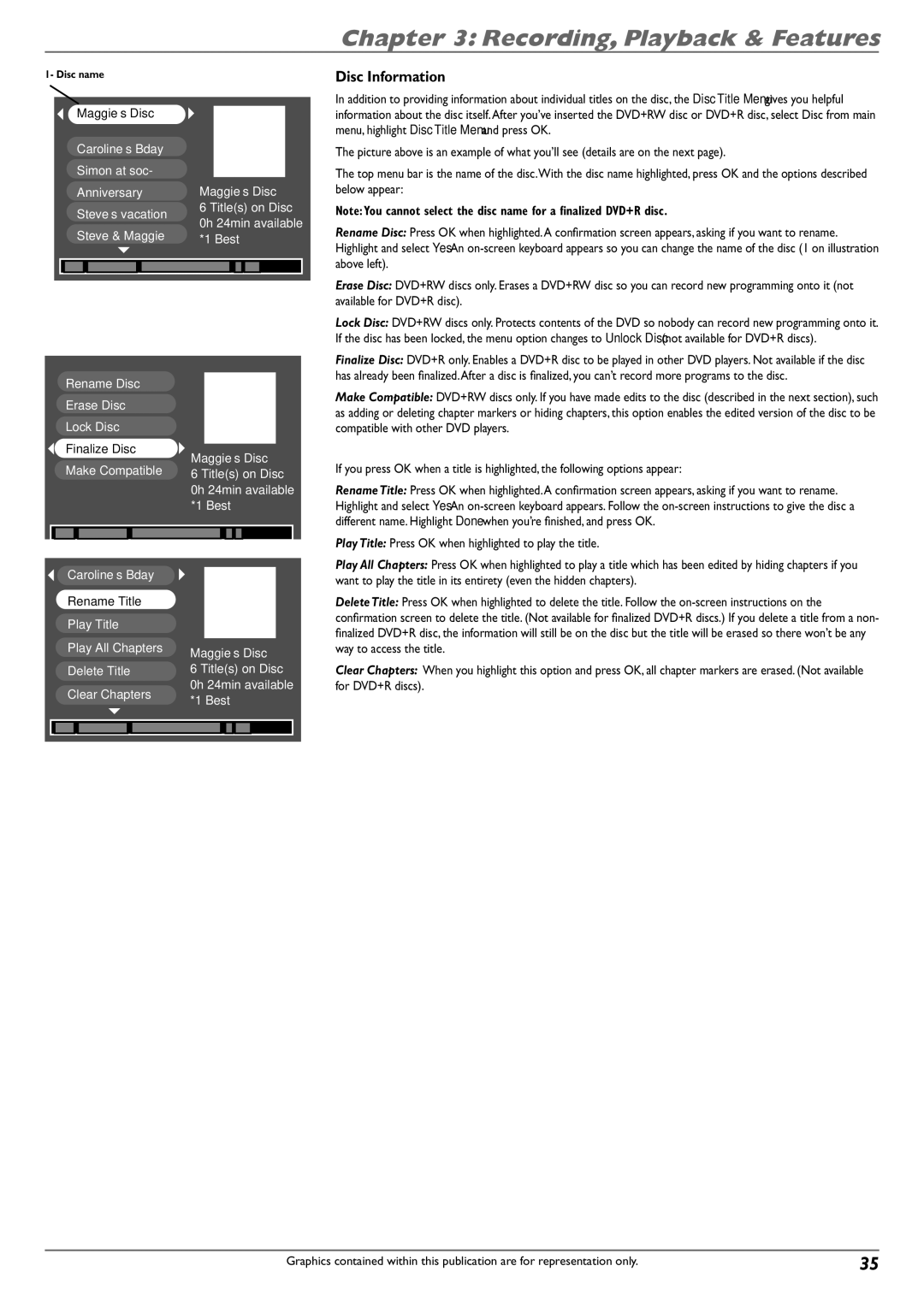 RCA DVD Recorder/VCR Combo manual Disc Information 