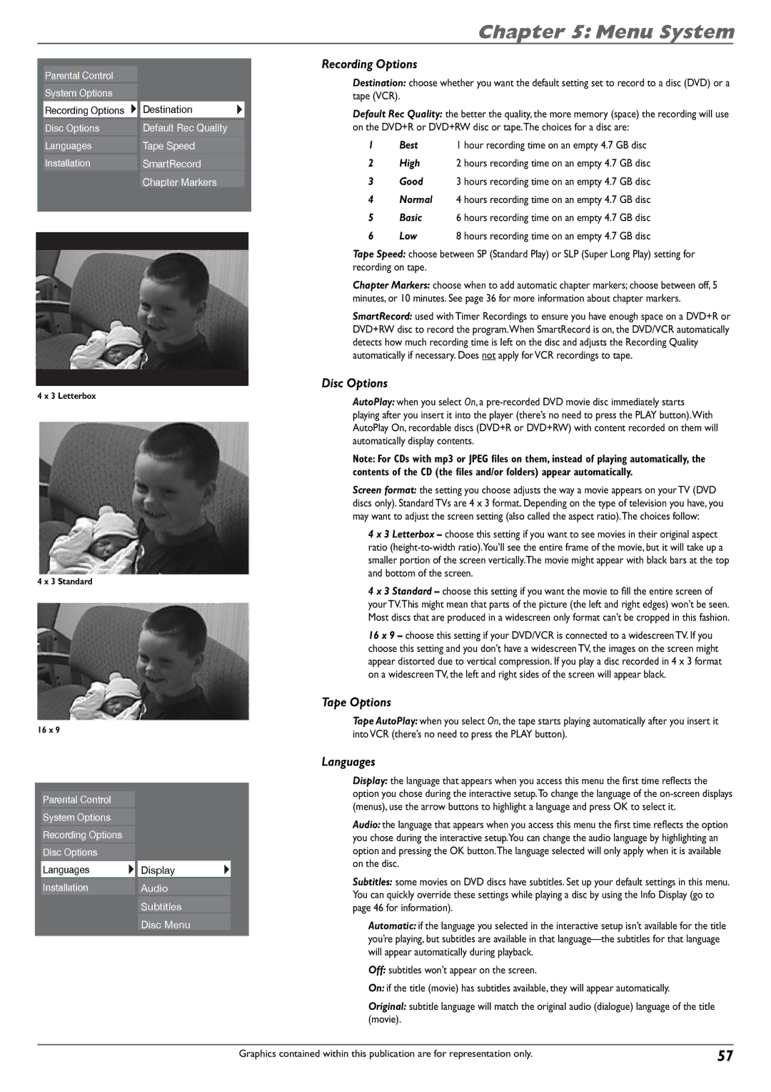 RCA DVD Recorder/VCR Combo manual Recording Options 