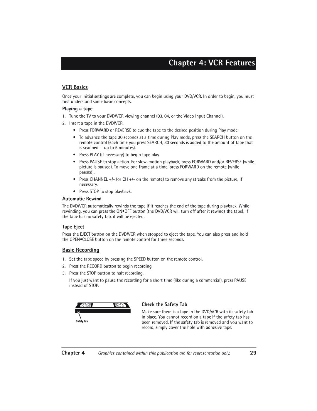 RCA DVD/VCR manual VCR Basics, Basic Recording 