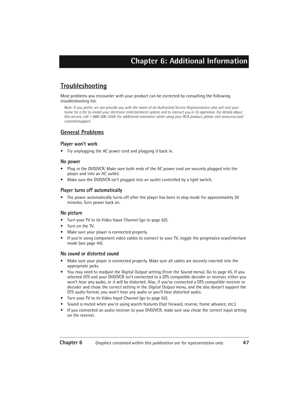 RCA DVD/VCR manual General Problems 