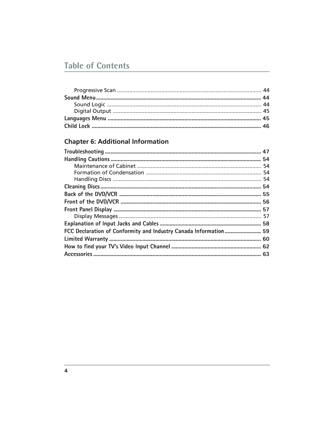 RCA DVD/VCR manual Additional Information 