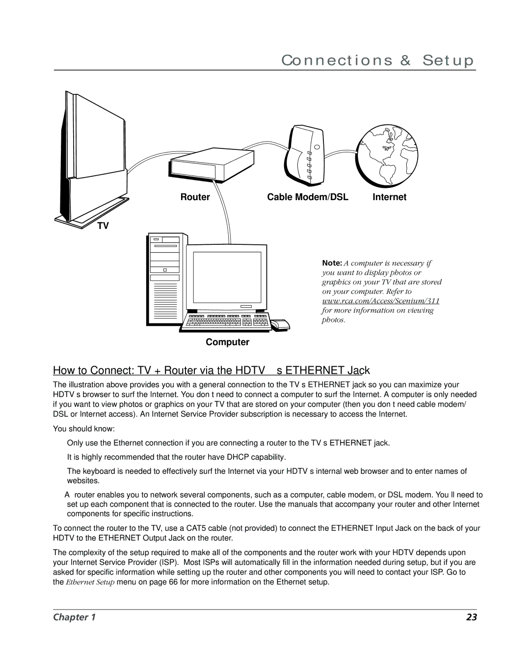 RCA DVR2160, DVR2080 manual How to Connect TV + Router via the HDTV’s Ethernet Jack, You should know 